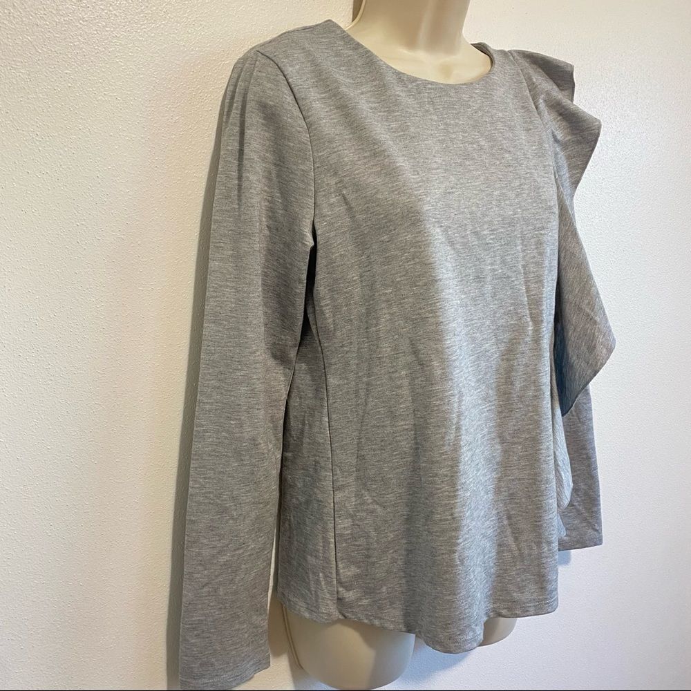 Halogen Ruffle Gray Sweater Top - image 4